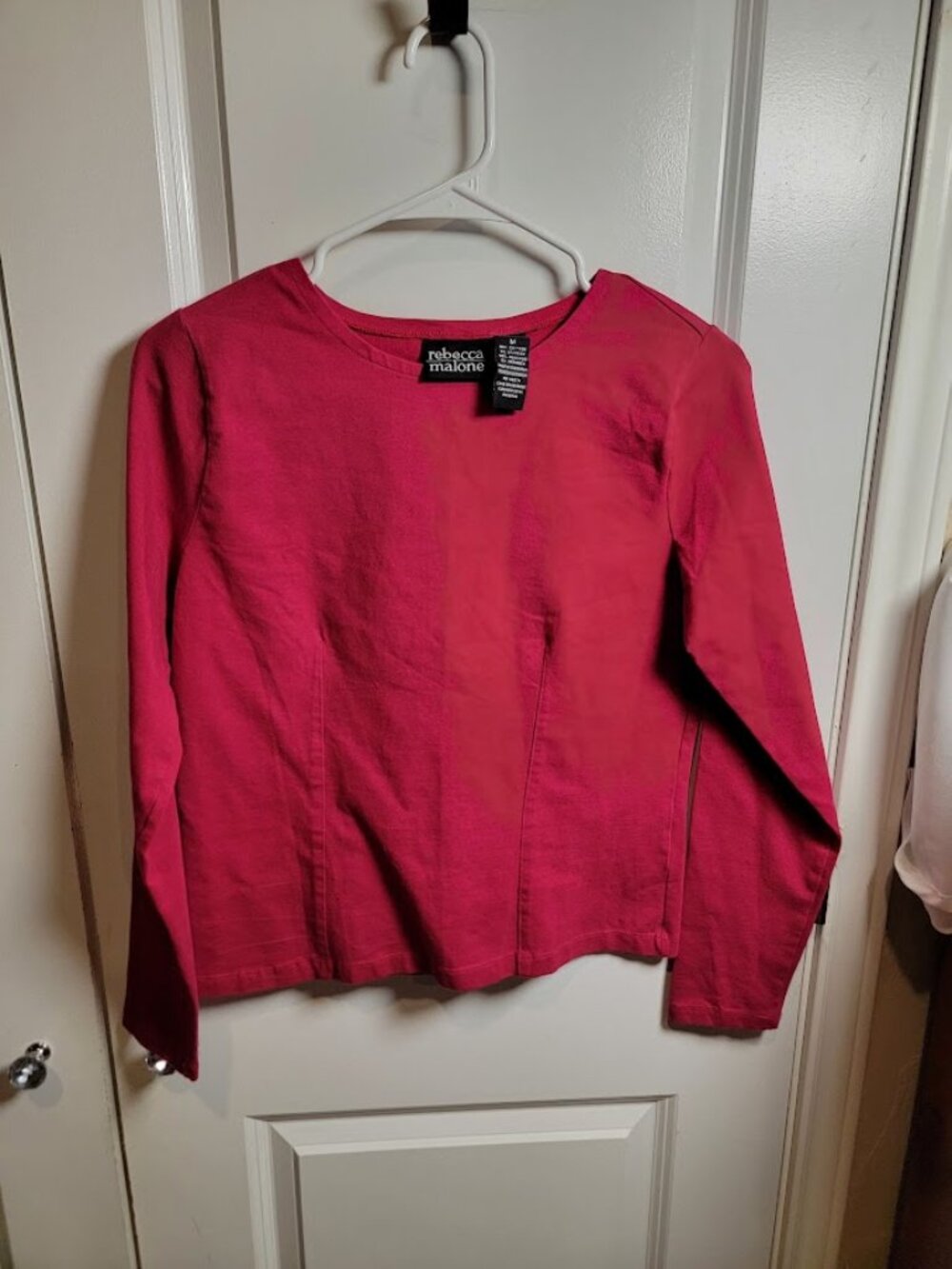 Vintage 90s Y2K Rebecca Malone Pink Long Sleeve Top Medium Minimalist